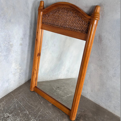 Mid Century Large Bamboo and Pine Mirror