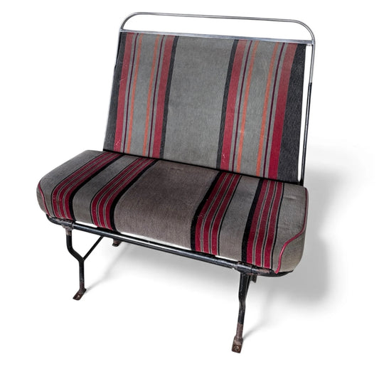 Vintage Bus Seat – Industrial Retro Bench With Racing Stripe Upholstery