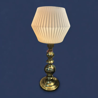 Mid Century Glass and Brass Table Lamp