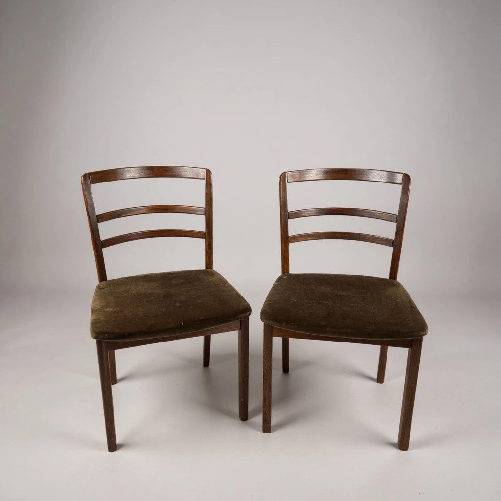 Pair of Vintage G Plan Dining Chairs – Mid Century Modern Wooden Ladder-Back Chairs