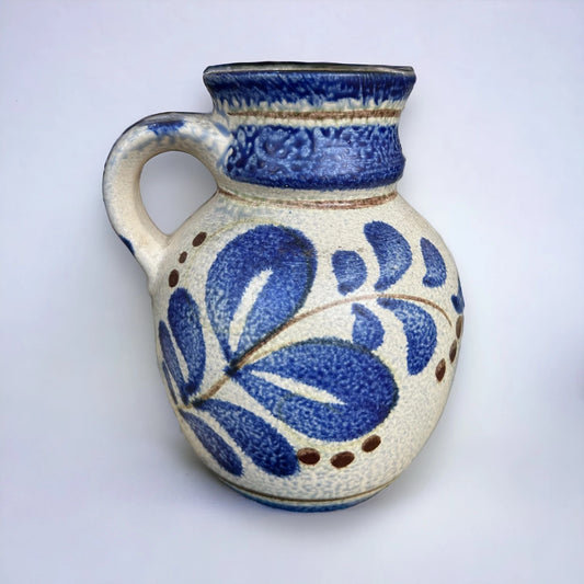Mid Century West German Bay Keramik Blue Jug