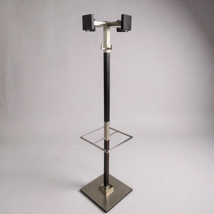 Mid Century Modern Coat Stand | Vintage 1960s Chrome & Wood Hall Stand