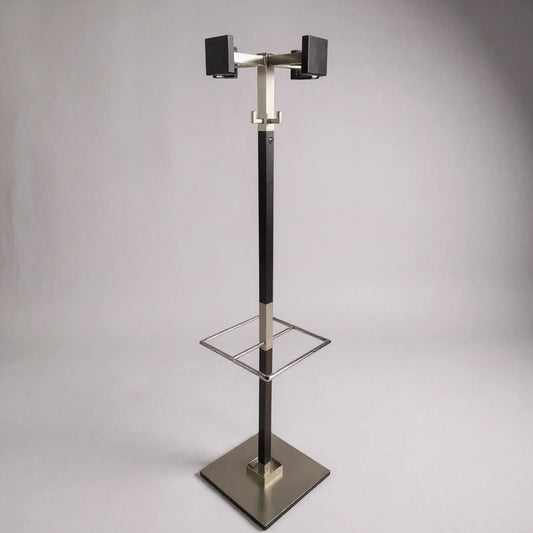 Mid Century Modern Coat Stand | Vintage 1960s Chrome & Wood Hall Stand