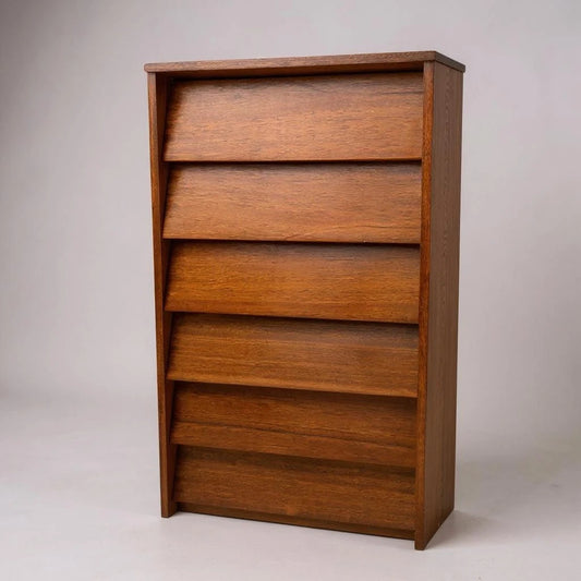 Mid Century Teak Tallboy Chest of Drawers – Slatted Front