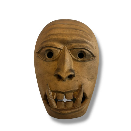 Vintage 1960s Japanese Handcarved Wood Demon Mask