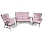 Ercol Everest Suite – Mid Century Living Room Set | Dusty Pink Sofa & Solid Beech Armchairs