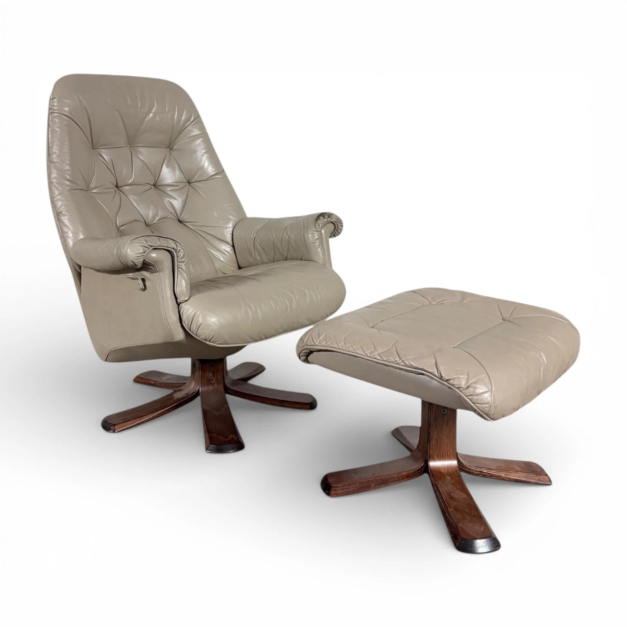 Stressless Recliner Chair - Swedish Leather Lounge With Matching Footstool