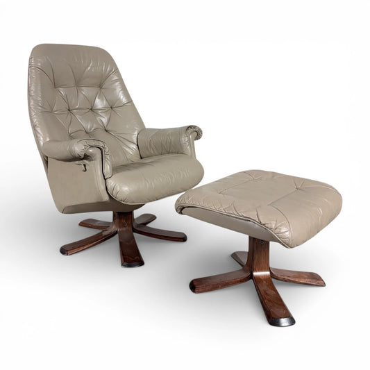 Stressless Recliner Chair - Swedish Leather Lounge With Matching Footstool