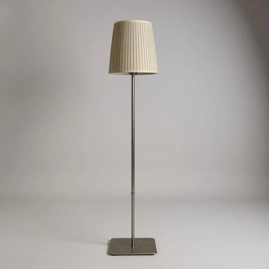 Vintage 90s Ikea Chrome and Paper Shade Tall Standard Floor Lamp