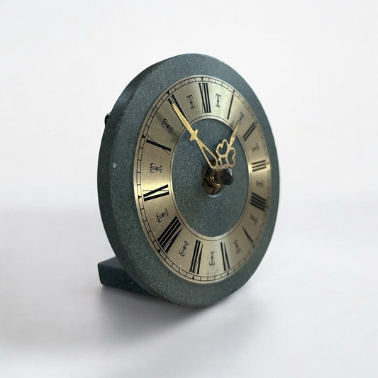 Mid Century Stone Slate Round Table Clock