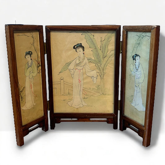 Vintage 1960s Oriental Art Mini Desk Divider