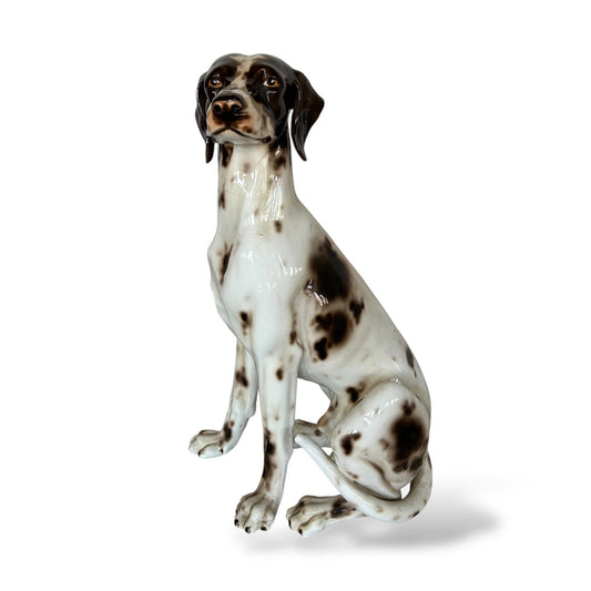Mid Century Large Italian Pointer Dog Statue – Vintage Ceramic Hunting Dog Figurine
