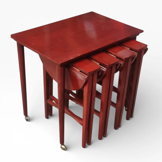 Vintage Danish Nest Tables – Mid-Century Modern Side Tables With Castors