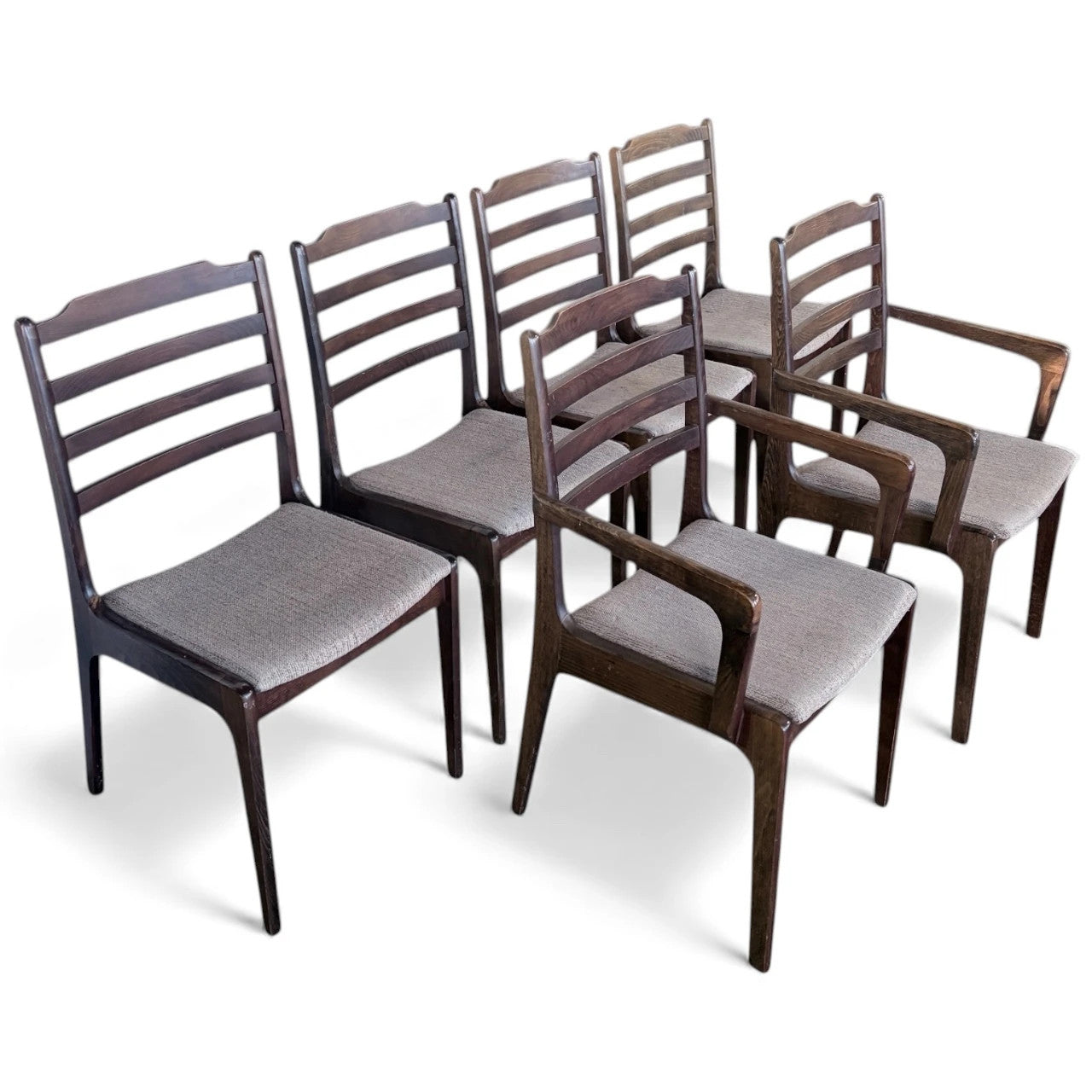 Rosewood Dining Chairs - Set of Six Mid Century Scandinavian Upholstered Seats