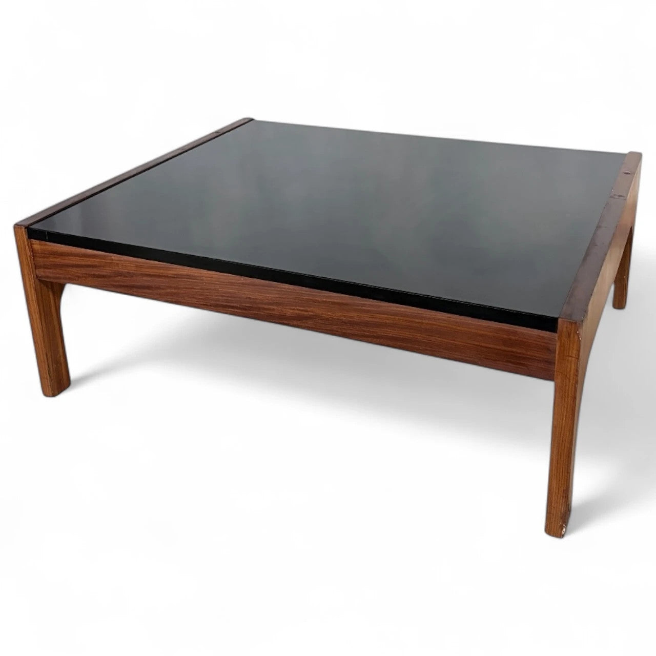 Guy Rogers Teak & Black Formica Coffee Table | Mid-Century Modern Square Table