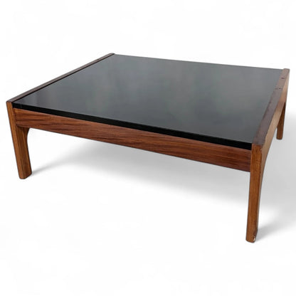 Guy Rogers Teak & Black Formica Coffee Table | Mid-Century Modern Square Table