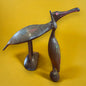 Mid Century Pair of Carved Wood Birds