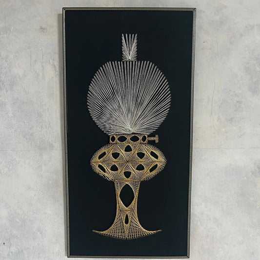 Mid century string art oil lamp