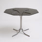 Mid Century Modern Hexagonal Dining Table | Smoked Glass & Chrome Base