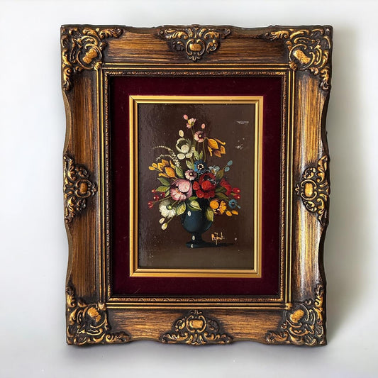 Vintage 1960s Still Life Flowers Art Painting