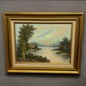 Vintage 1970s Lake Landscape Oil Painting