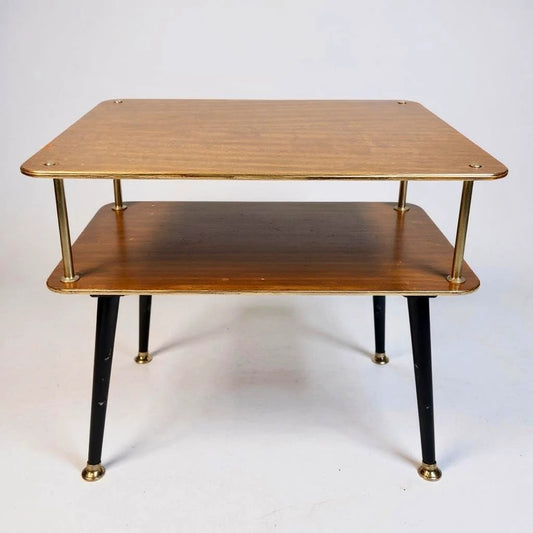 Mid Century Modern Teak Coffee Table with Magazine Rack