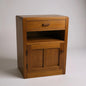 Vintage Oak Bedside Cupboard | Mid Century Nightstand with Drawer & Cabinet