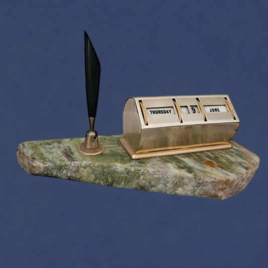 Mid Century Onyx Mounted Perpetual Calendar