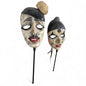 Pair of Vintage Puppet Head Masks – Papier-Mâché Theatre Figures