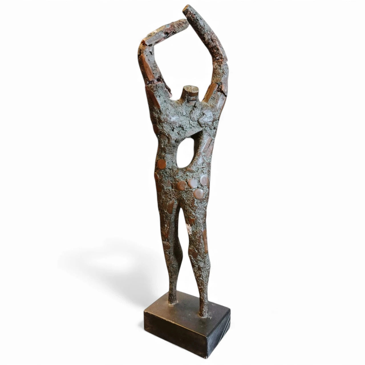 Abstract Oxidised Copper Sculpture – Mid-Century Modern Brutalist Figure