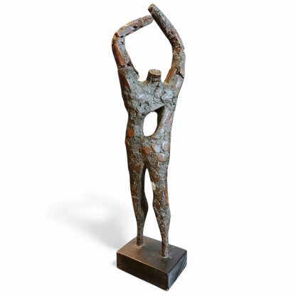 Abstract Oxidised Copper Sculpture – Mid-Century Modern Brutalist Figure
