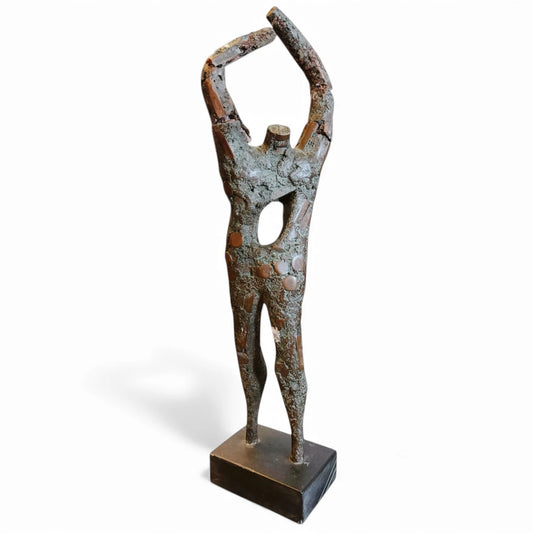Abstract Oxidised Copper Sculpture – Mid-Century Modern Brutalist Figure