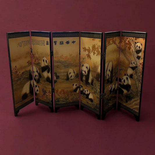 Vintage 1980s Chinese mini folding screen