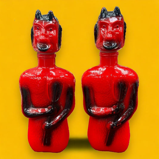 Vintage Lucifer Satan Glass Decanter Bottles