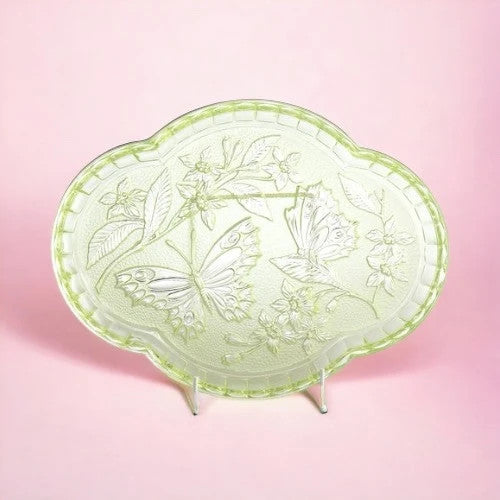Vintage 1930s Uranium Goass Butterfly Vanity Tray