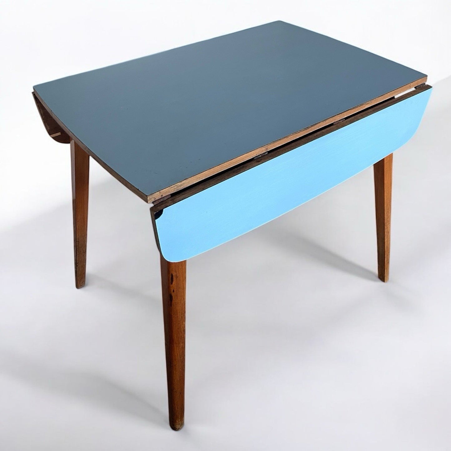 Mid Century Blue Formica Drop Leaf Table Retro Kitchen MCMr