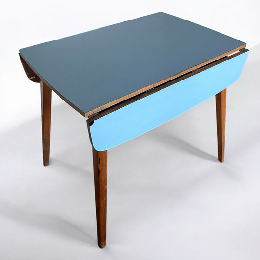 Mid Century Blue Formica Drop Leaf Table Retro Kitchen MCMr