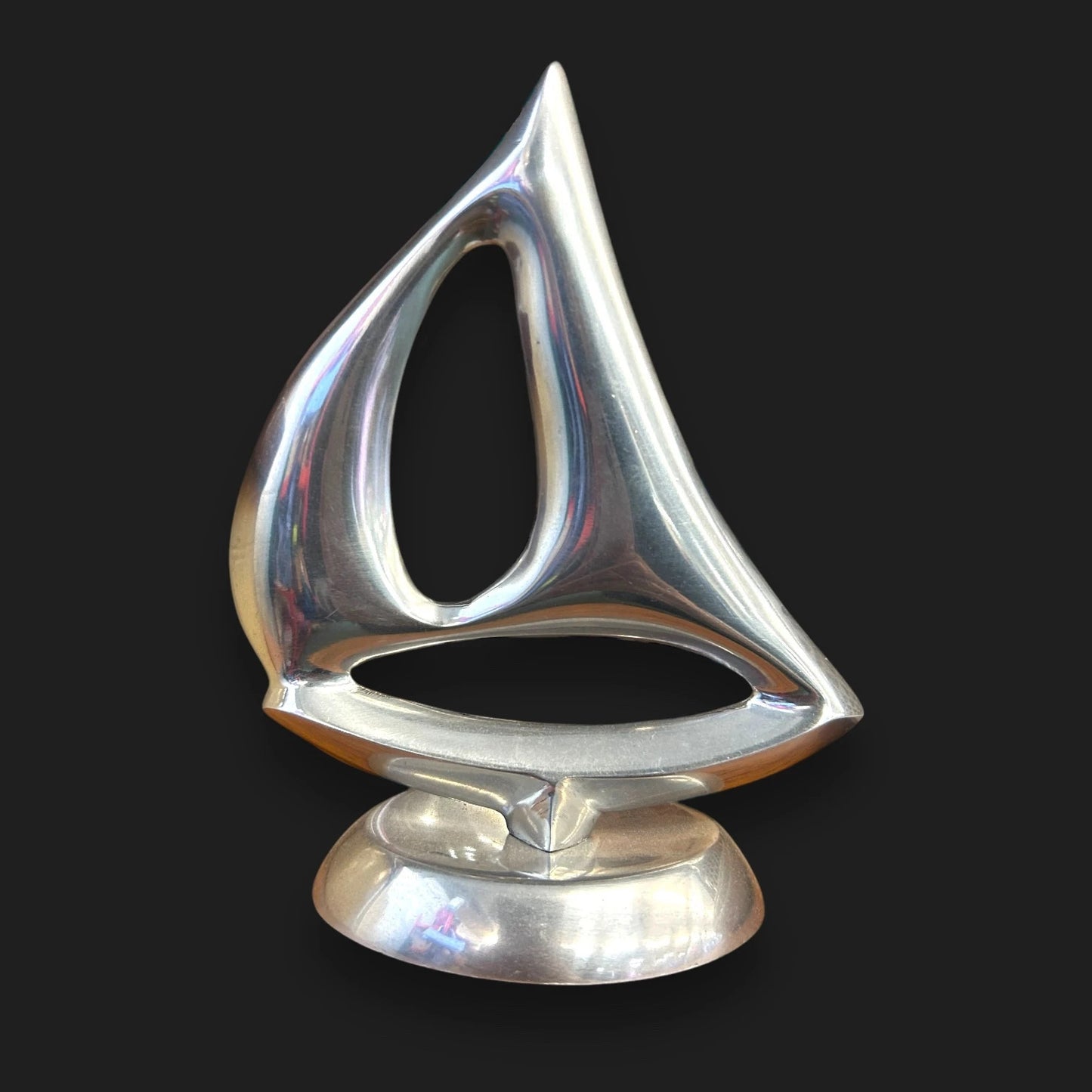 Mid Century aluminium silver sailboat sculpture