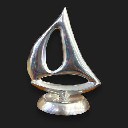 Mid Century aluminium silver sailboat sculpture