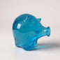 Vintage Blue Glass Piggy Bank – Mid Century Modern Animal Figurine