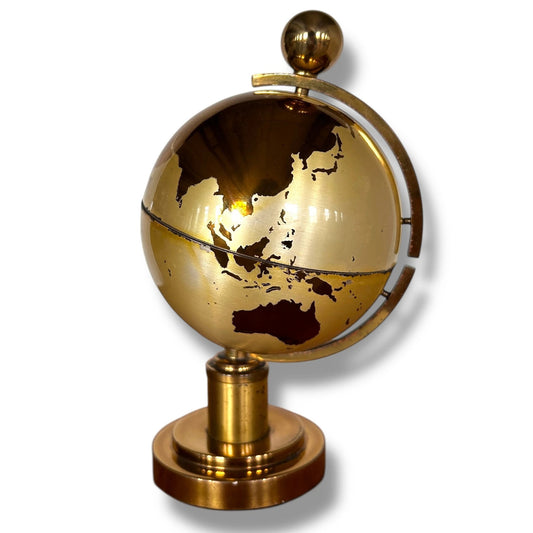 Mid Century Vintage Brass Good German World Globe Cigarette Holder and Dispenser