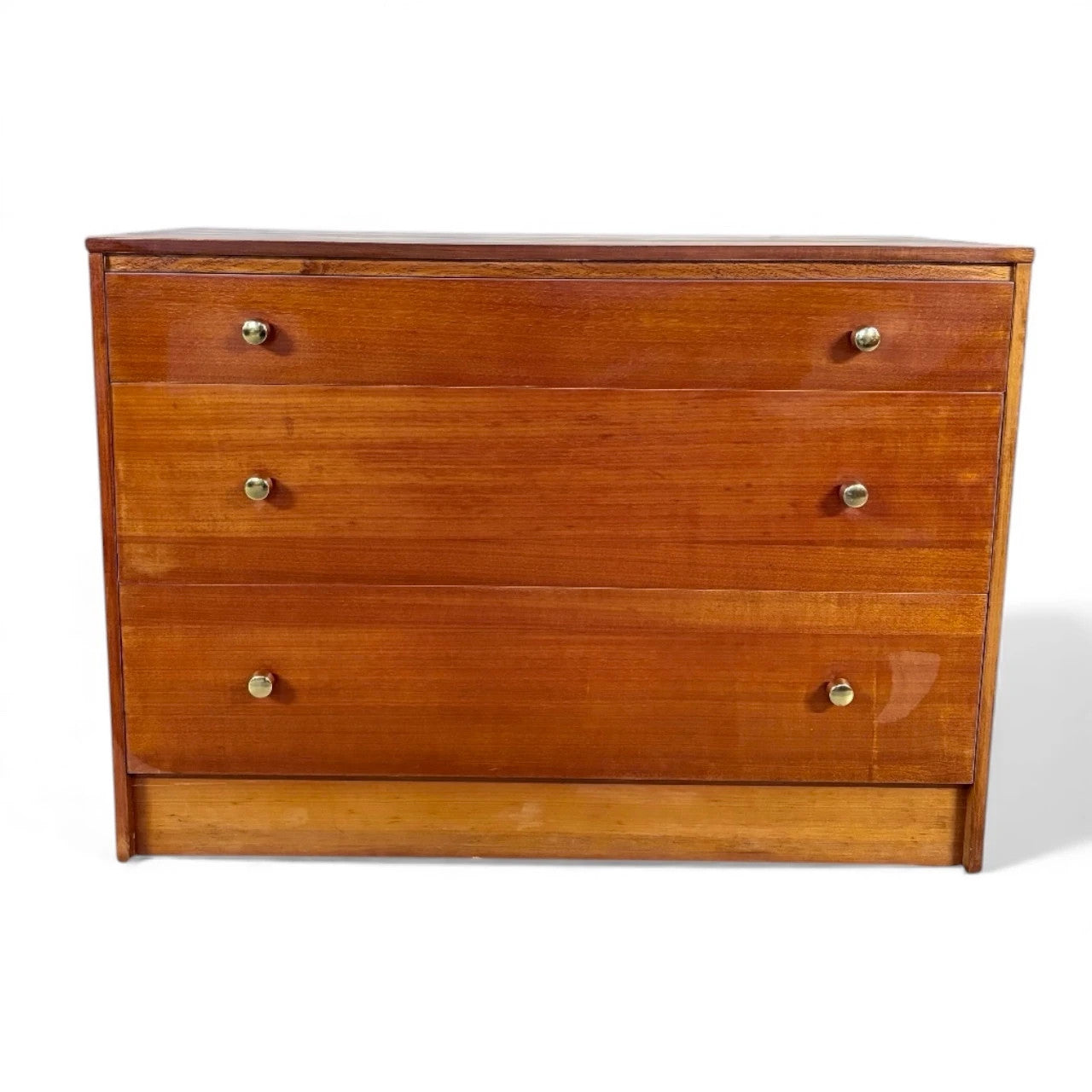 Vintage Easifit Teak Chest of Drawers – 1960s Mid-Century Modern Brass Handle Dresser