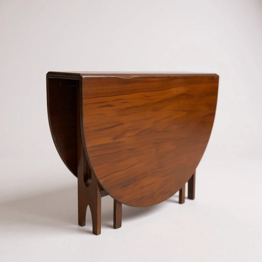 Vintage McIntosh Dark Wood Oval Drop Leaf Dining Table, Mid-Century Modern Extendable Table