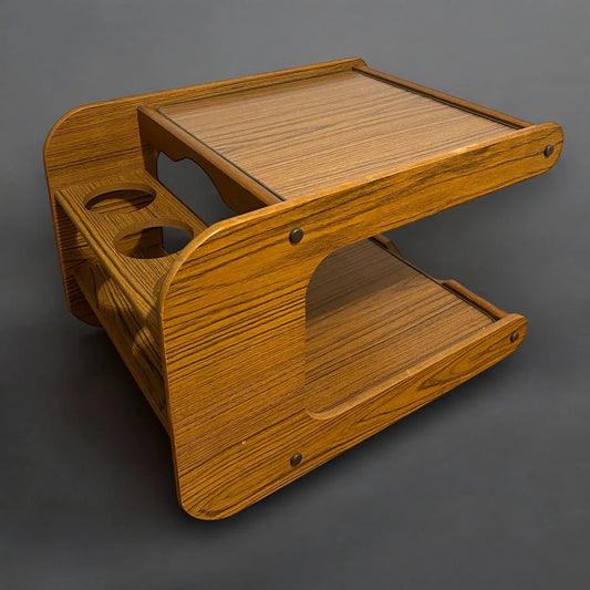 Mid Century Space Age Wood Drinks Trolley