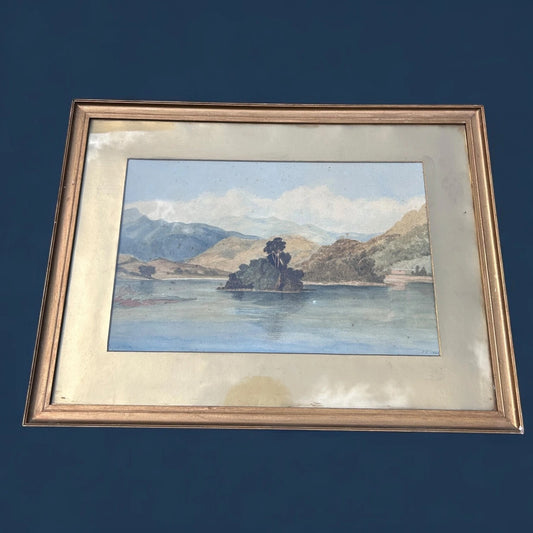 Antique Landscape Painting of Rydal Water Lake District
