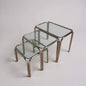 Mid Century Modern Smoked Glass and Chrome Nest of Tables