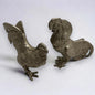 Mid Century Silver Fighting Roosters Sculptures