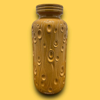 Scheurich West German Mid-Century Incised 'Koralle' Patterned Gold Glazed Ceramic Vase