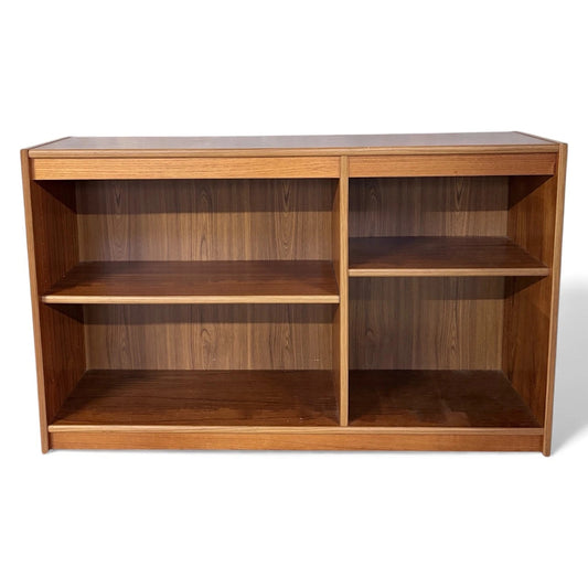 Mid Century Teak Bookcase - Danish Low Shelving Unit With Open Storage