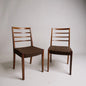 Pair of Vintage Danish Dining Chairs – Mid Century Modern Ladder Back Chairs with Plaid Upholstery